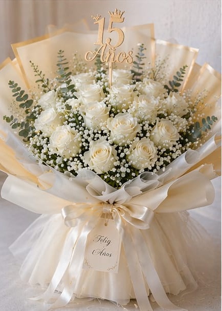 Foto de Ramo de Rosas Blancas para 15 a�os